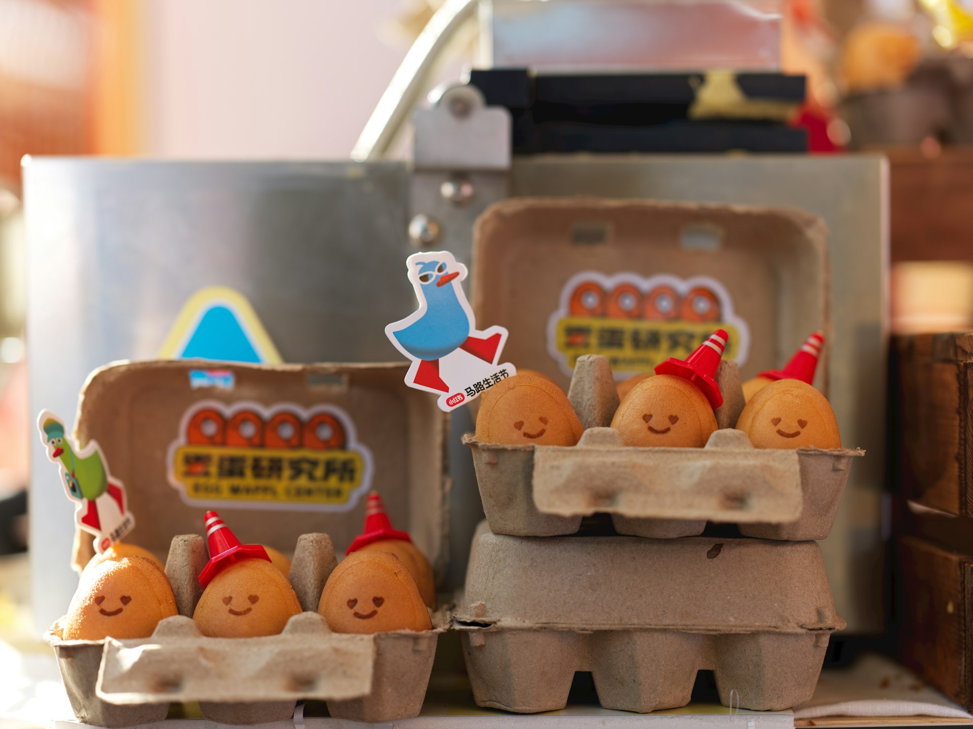 A group of eggs in a carton on a table